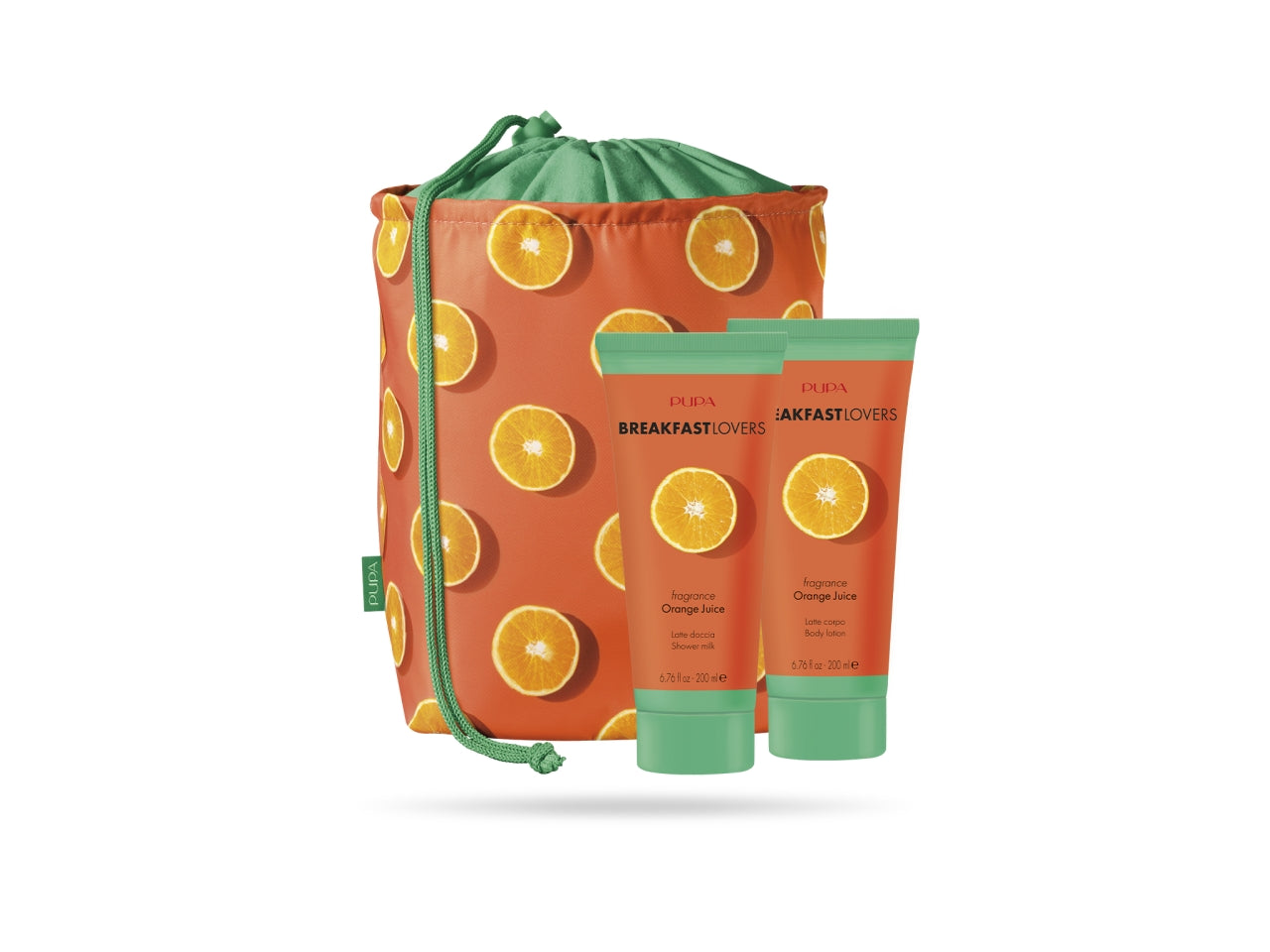 Pupa breakfast lovers kit 1 con latte doccia e latte corpo 200ml fragranza orange juice
