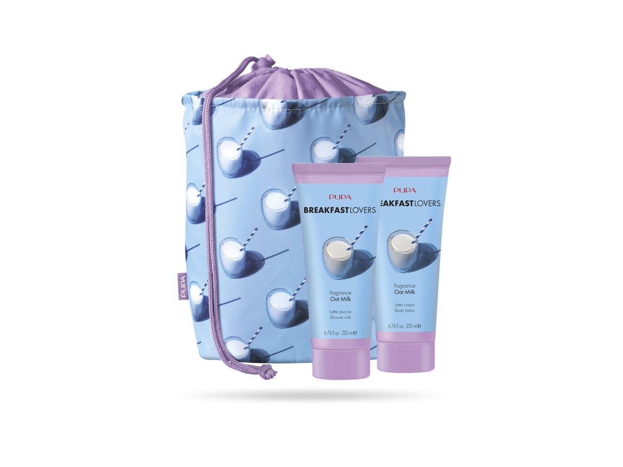 Pupa breakfast lovers kit 1 con latte doccia e latte corpo 200ml fragranza oat milk