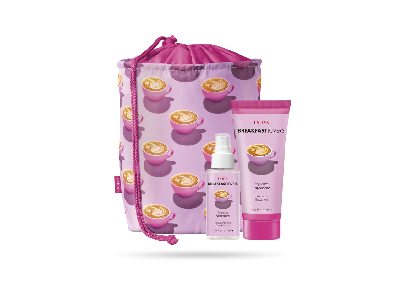 Pupa breakfast lovers kit 2 con latte doccia e acqua corpo da 100ml fragranza cappuccino