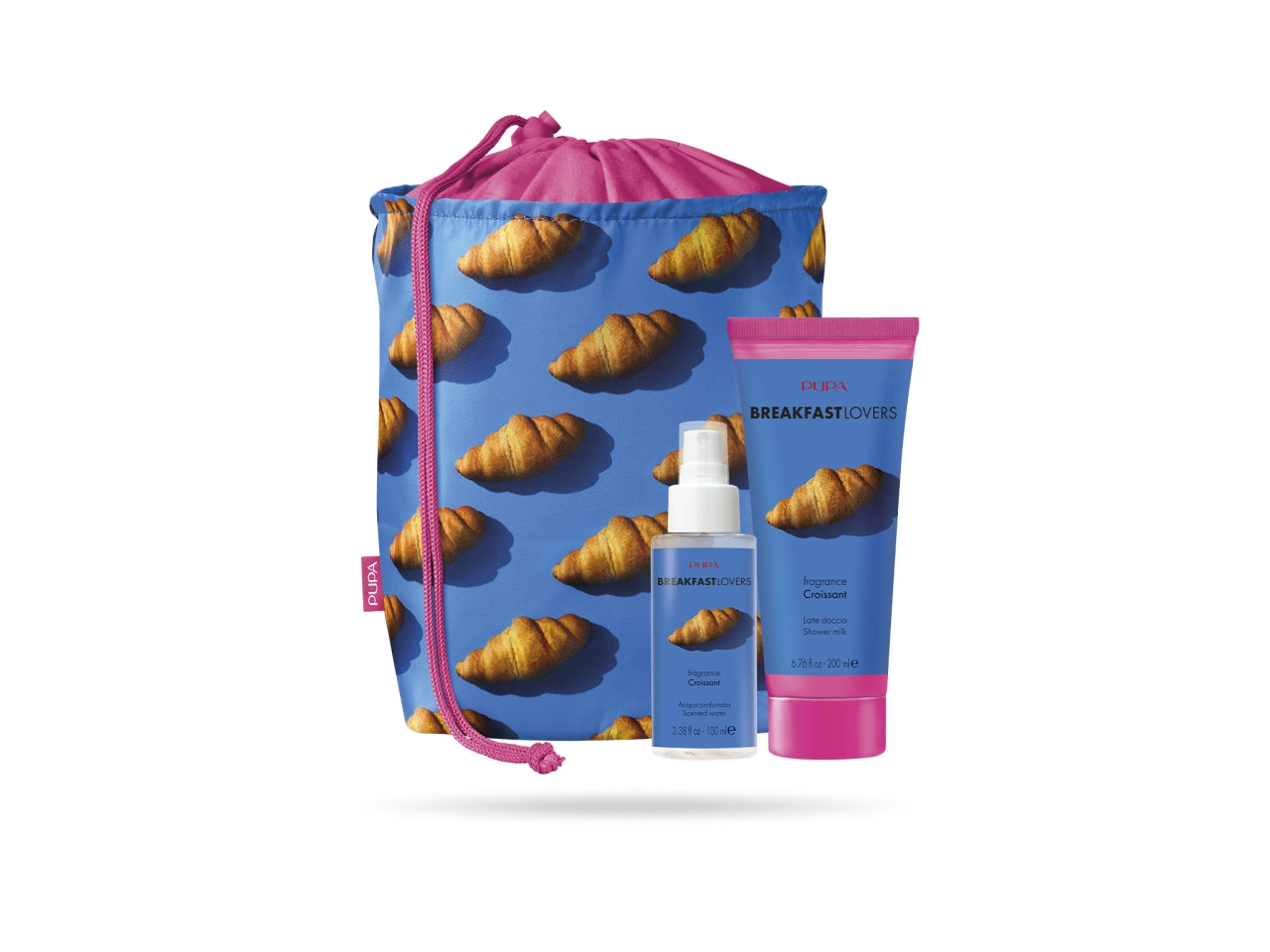 Pupa breakfast lovers kit 2 con latte doccia e acqua corpo da 100 ml fragranza croissant