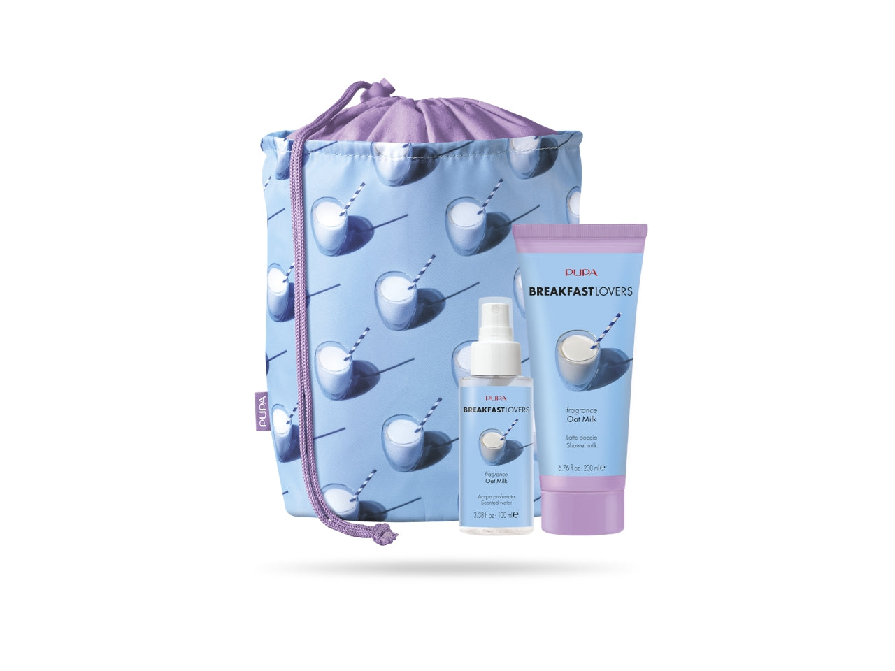 Pupa breakfast lovers kit 2 con latte doccia e acqua corpo da 100ml fragranza oat milk