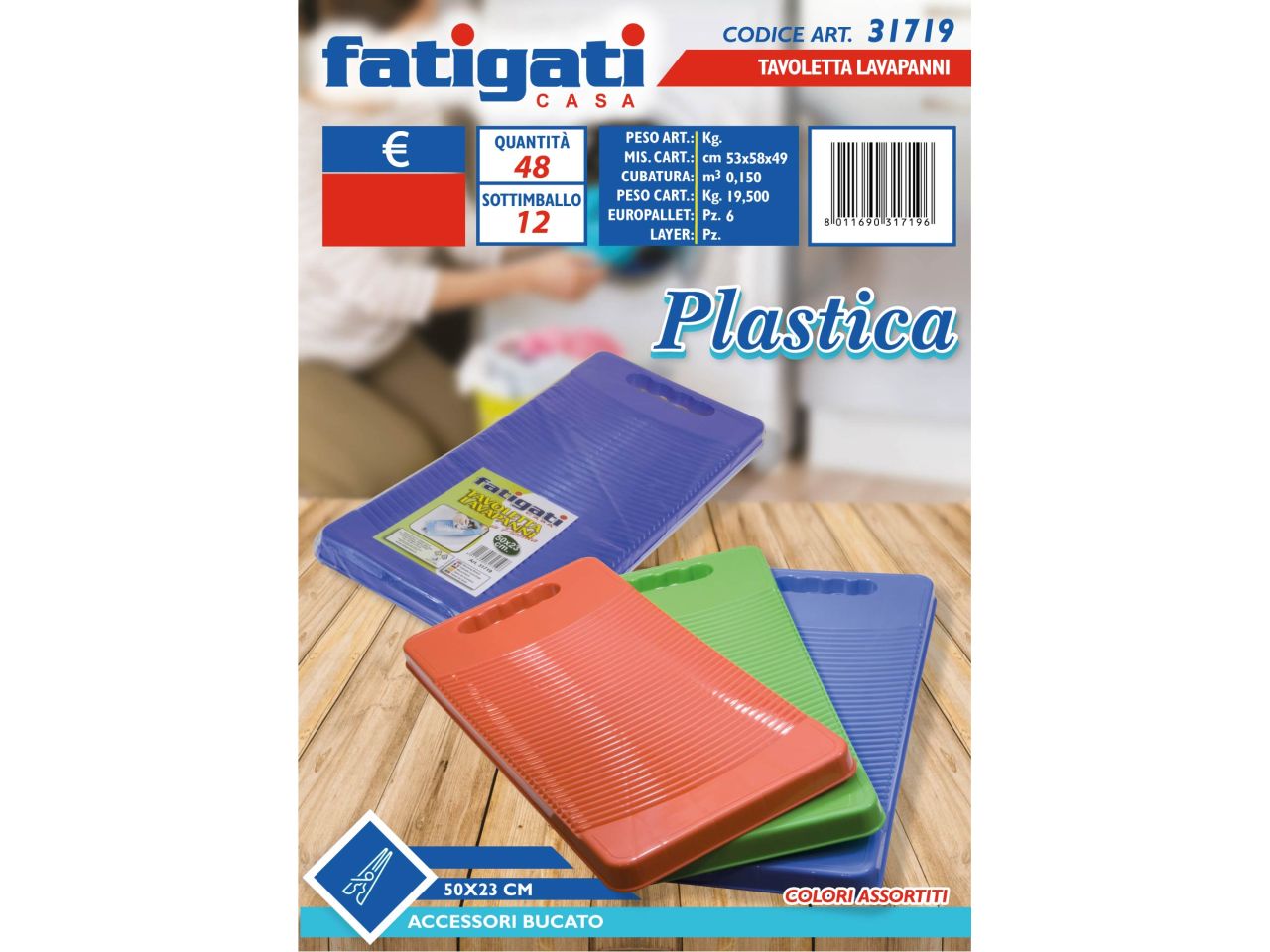 Tavoletta lavapanni 50x23cm in plastica