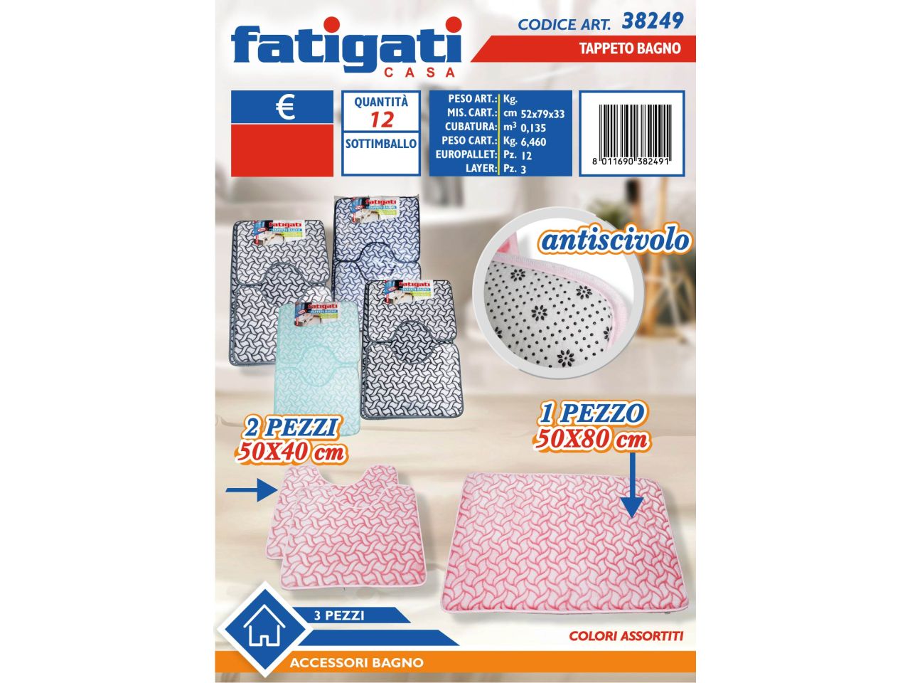 Tappeto bagno set da 3 pezzi