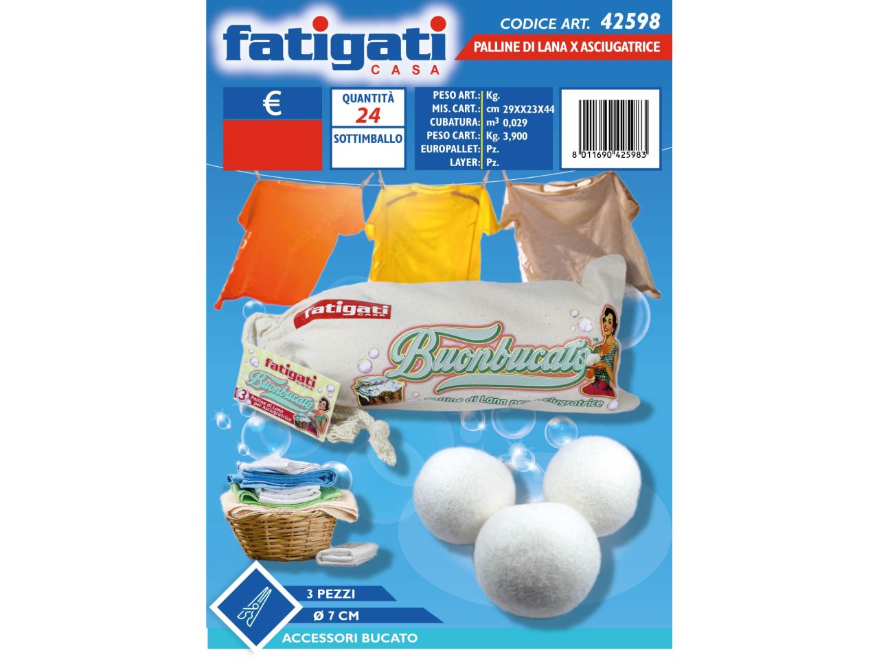 Palline di lana per asciugatrice - la confezione contiene 3 palline