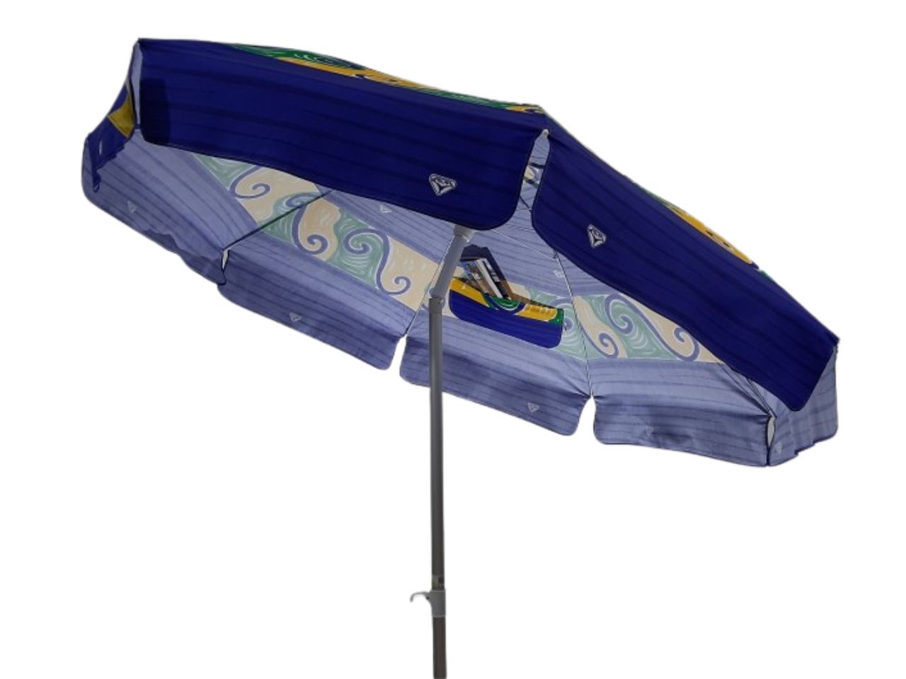 Ombrellone da spiaggia in cotone stampato in colori e fantasie assortite, Merlo, made in Italy - Sessa