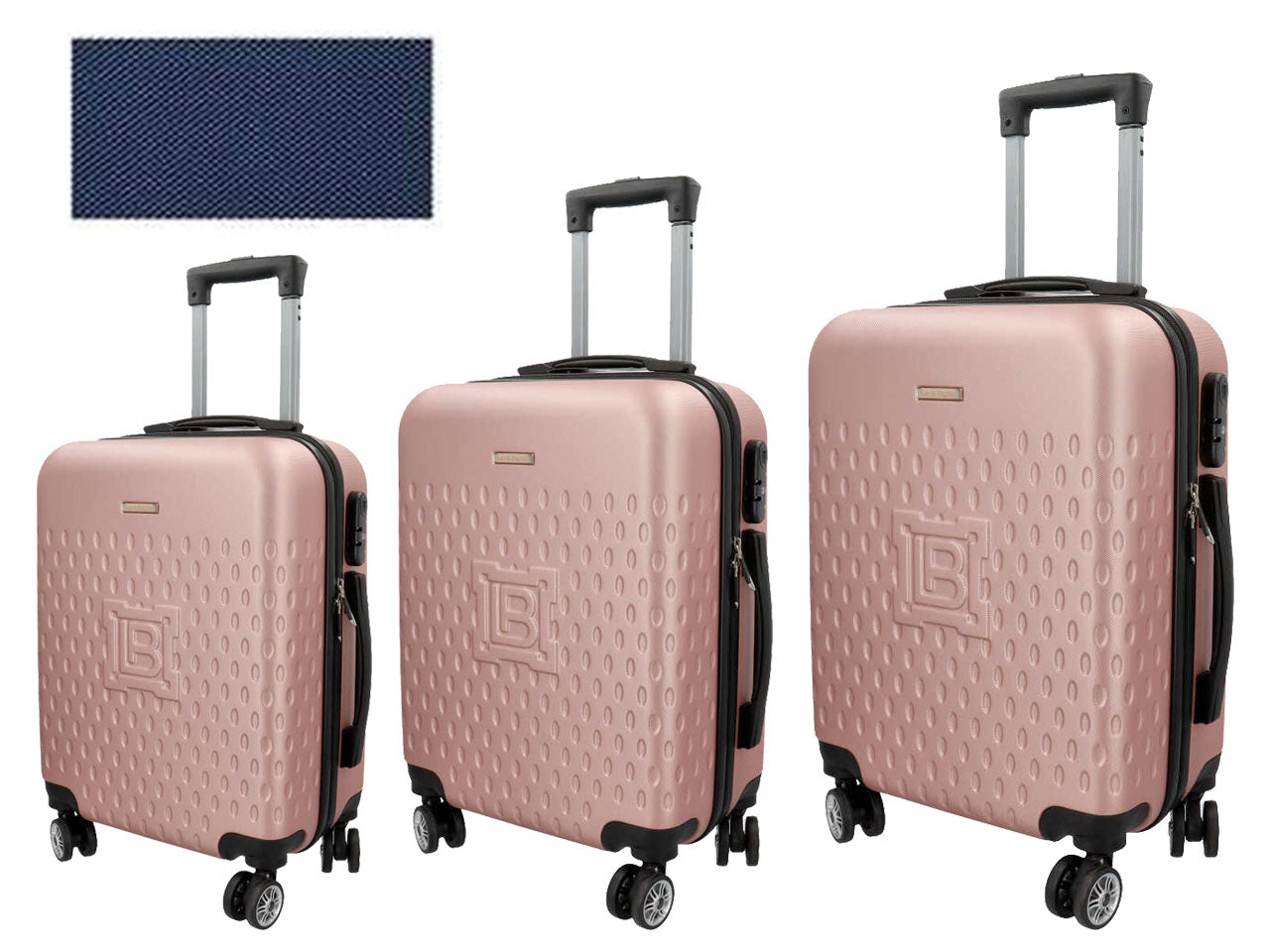 Set trolley blu e rosa, 4 ruote, set da 3 pezzi, 45x35x75 cm, 40x29x65 cm, 35x24x56 cm - Laura Biagiotti