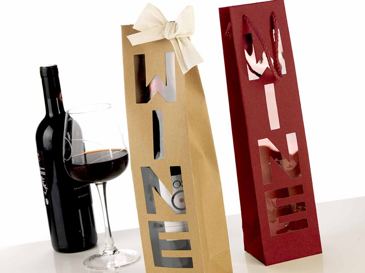 Busta shopper wine kraft 9x37+8,5cm