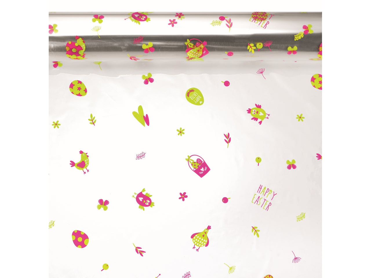 Fogli di Carta Regalo Trasparente Happy Easter 100x130cm in Polipropilene da Piennepi - Confezione 50 fogli, Made in Italy