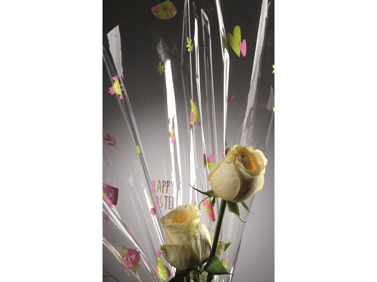 Fogli di Carta Regalo Trasparente Happy Easter 100x130cm in Polipropilene da Piennepi - Confezione 50 fogli, Made in Italy