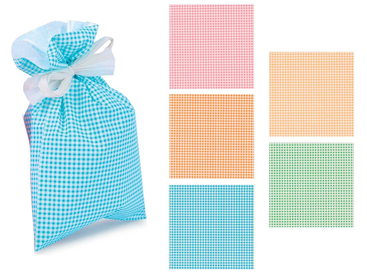 Buste Regalo Vichy 35x50cm in Polipropilene Assortite da Piennepi - 50 buste, Made in Italy
