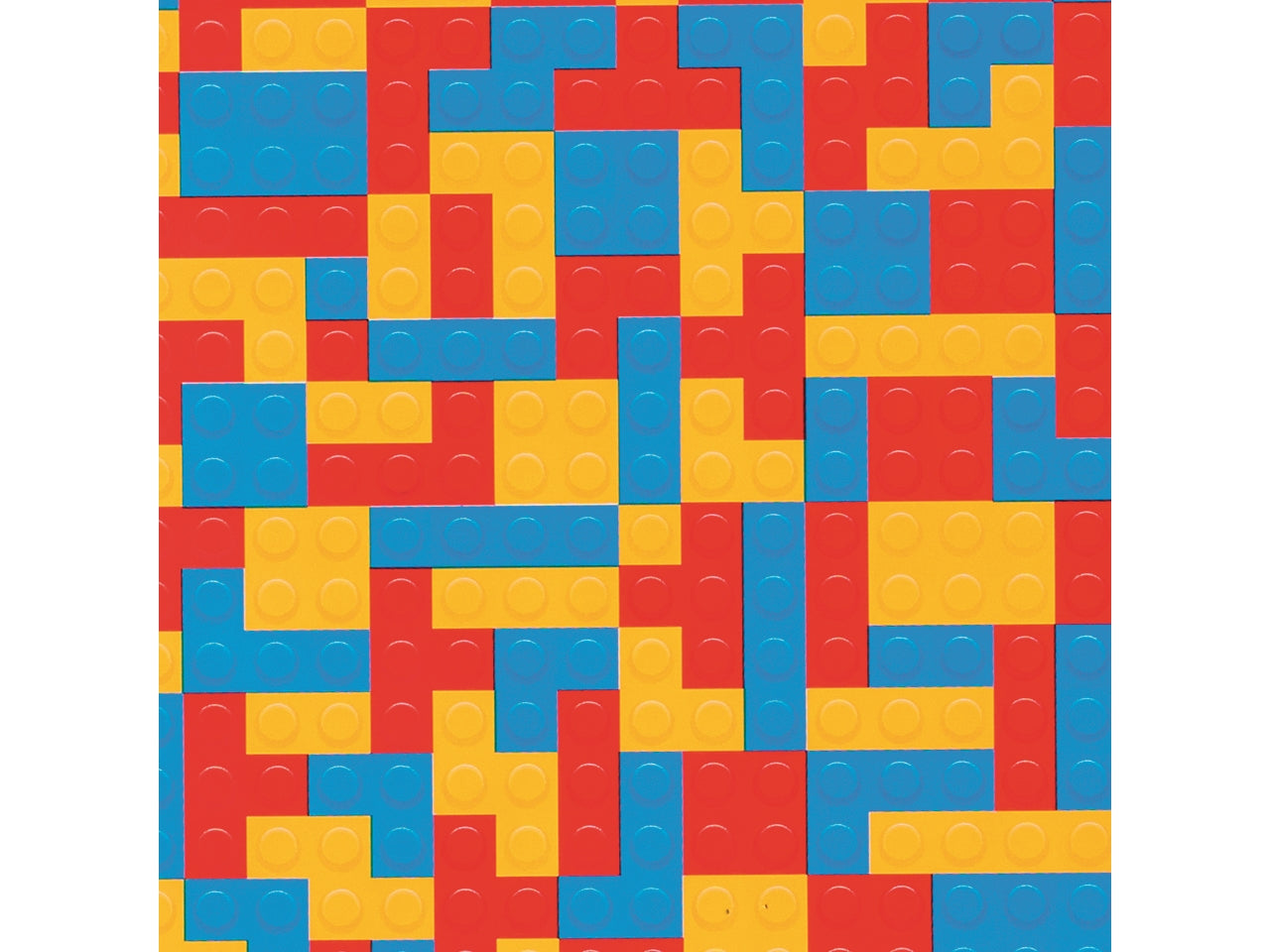 Sacchetti da regalo fantasia geometrica multicolor in carta plastificata, tema mattoncini costruzione colorati, confezione da 50, in 4 colori assortiti - 35x50 cm - Piennepi
