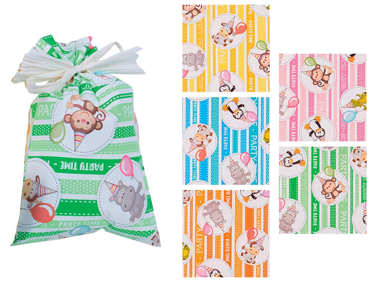 Buste Regalo Party Time 50x70cm in Polipropilene Multicolore da Piennepi - 50 buste, Made in Italy