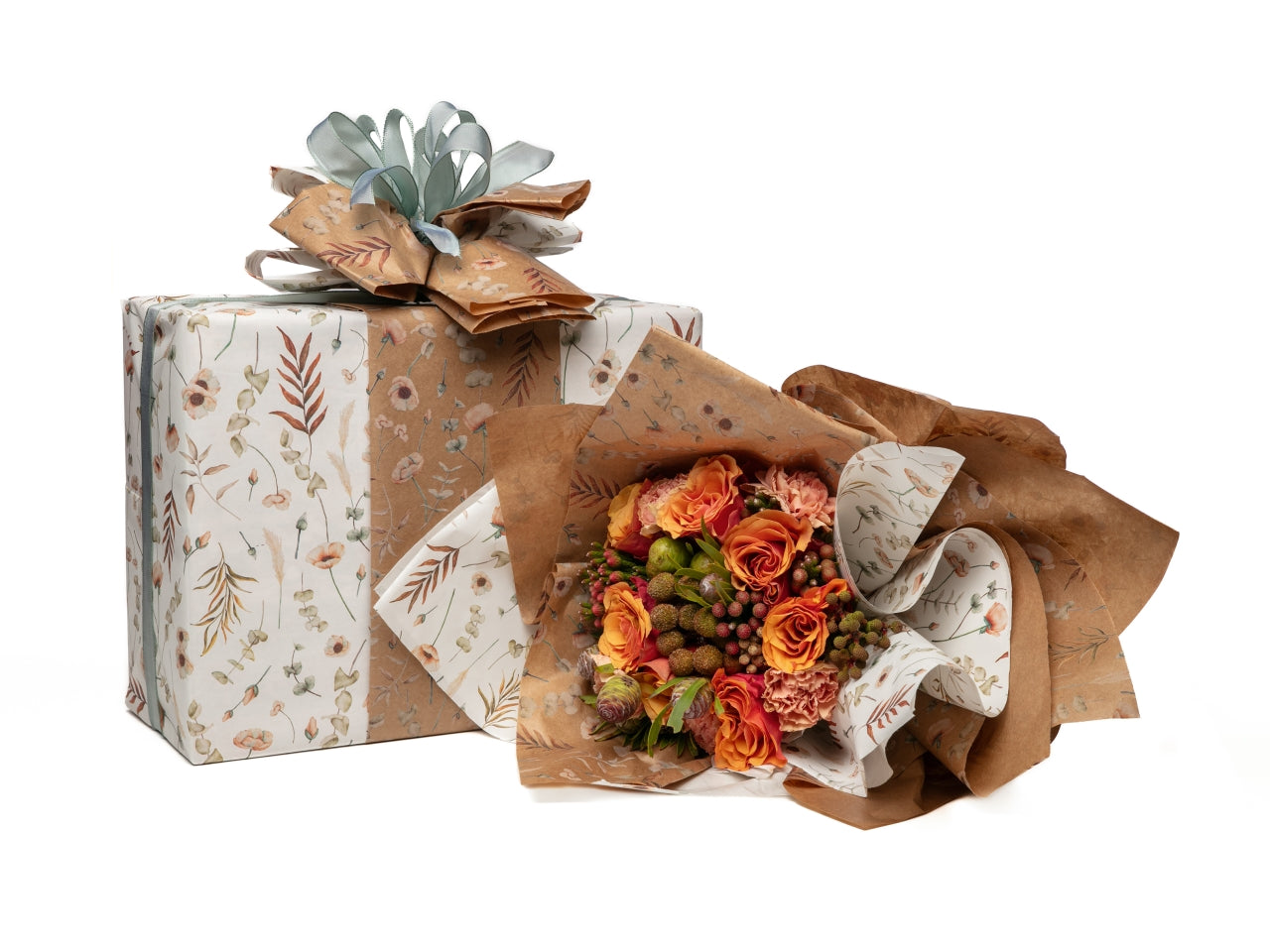 Rotolo carta da regalo floreale bianco waterproof 0,80x25m - Piennepi