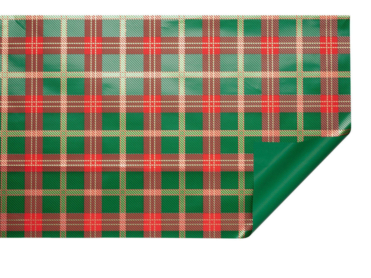 Rotolo carta da regalo tartan verde e rosso in polipropilene 40my, 1x25m - Piennepi