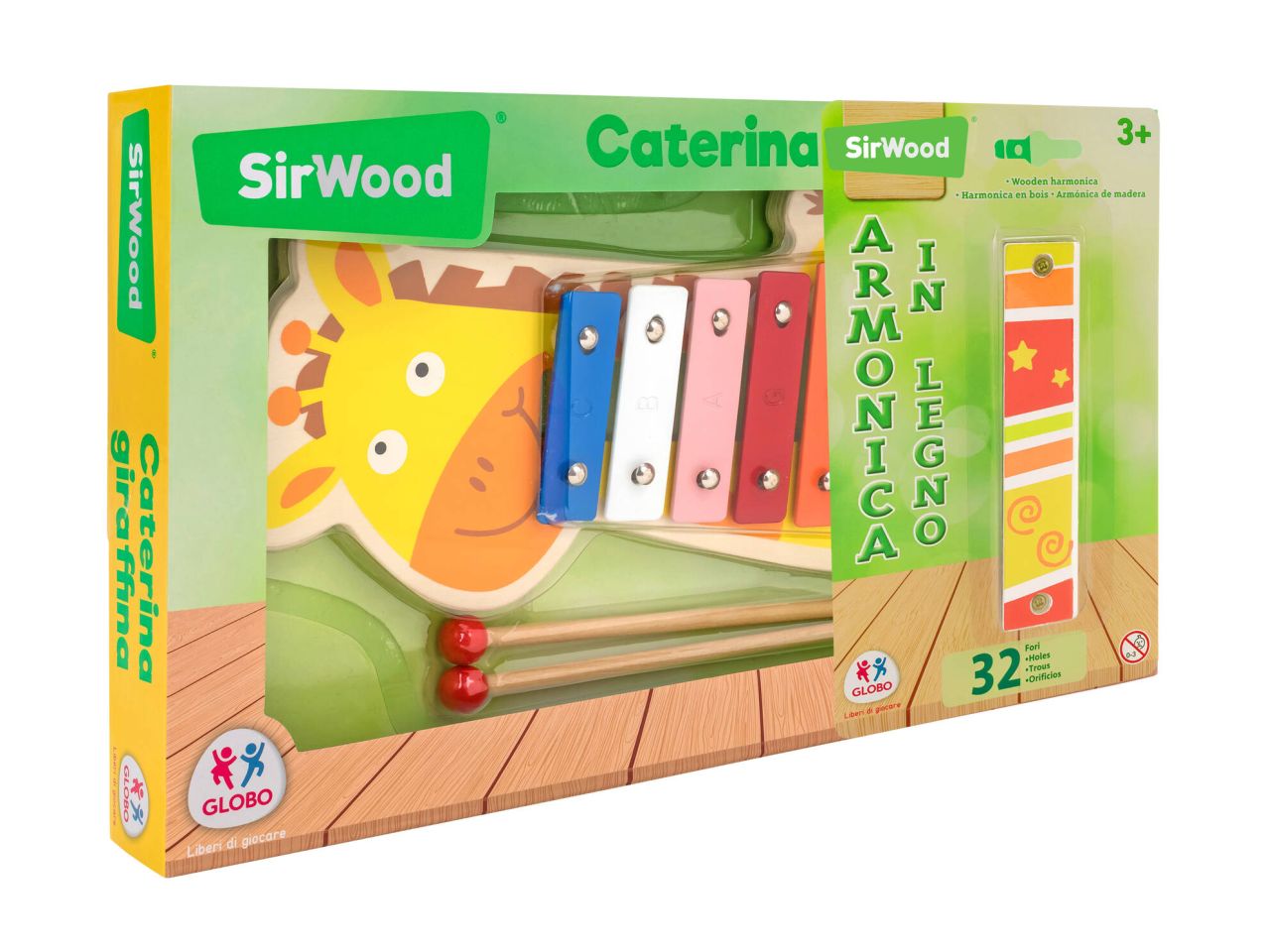 Sirwood caterina giraffina armonica in legno con 2 bacchette