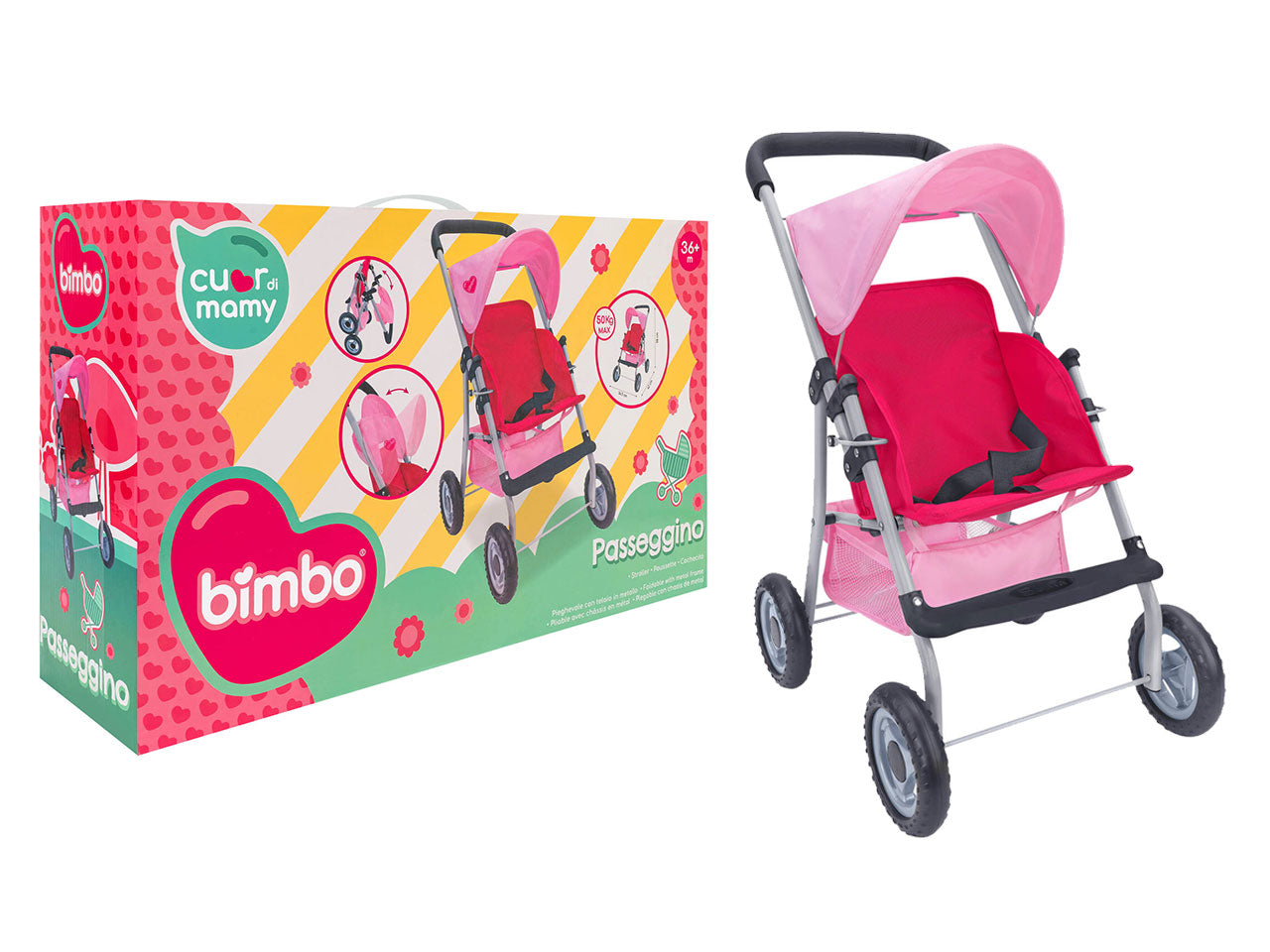 Bimbo passeggino in metallo 34,5x58x42cm con parasole