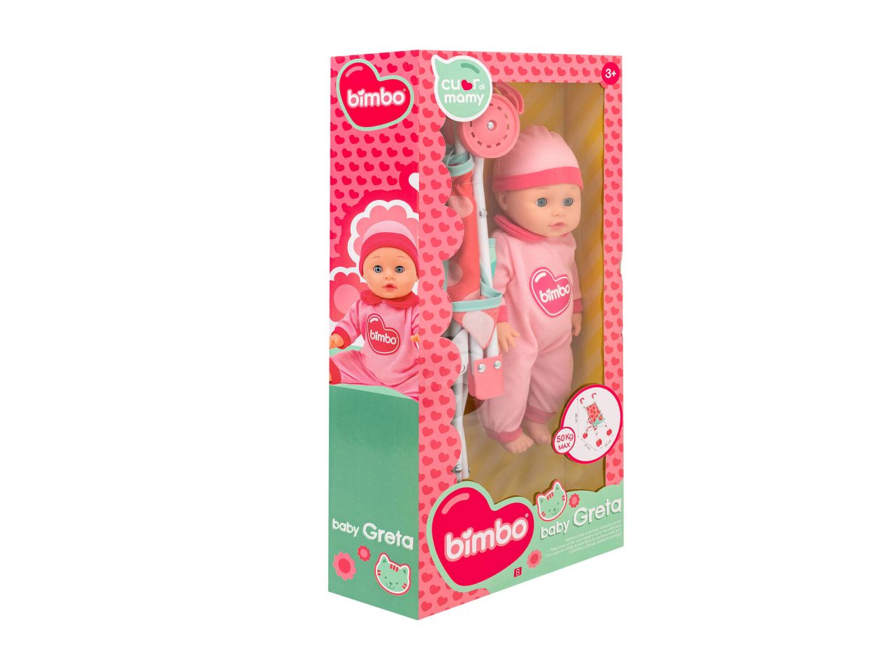 Bimbo bambola 36cm con passeggino