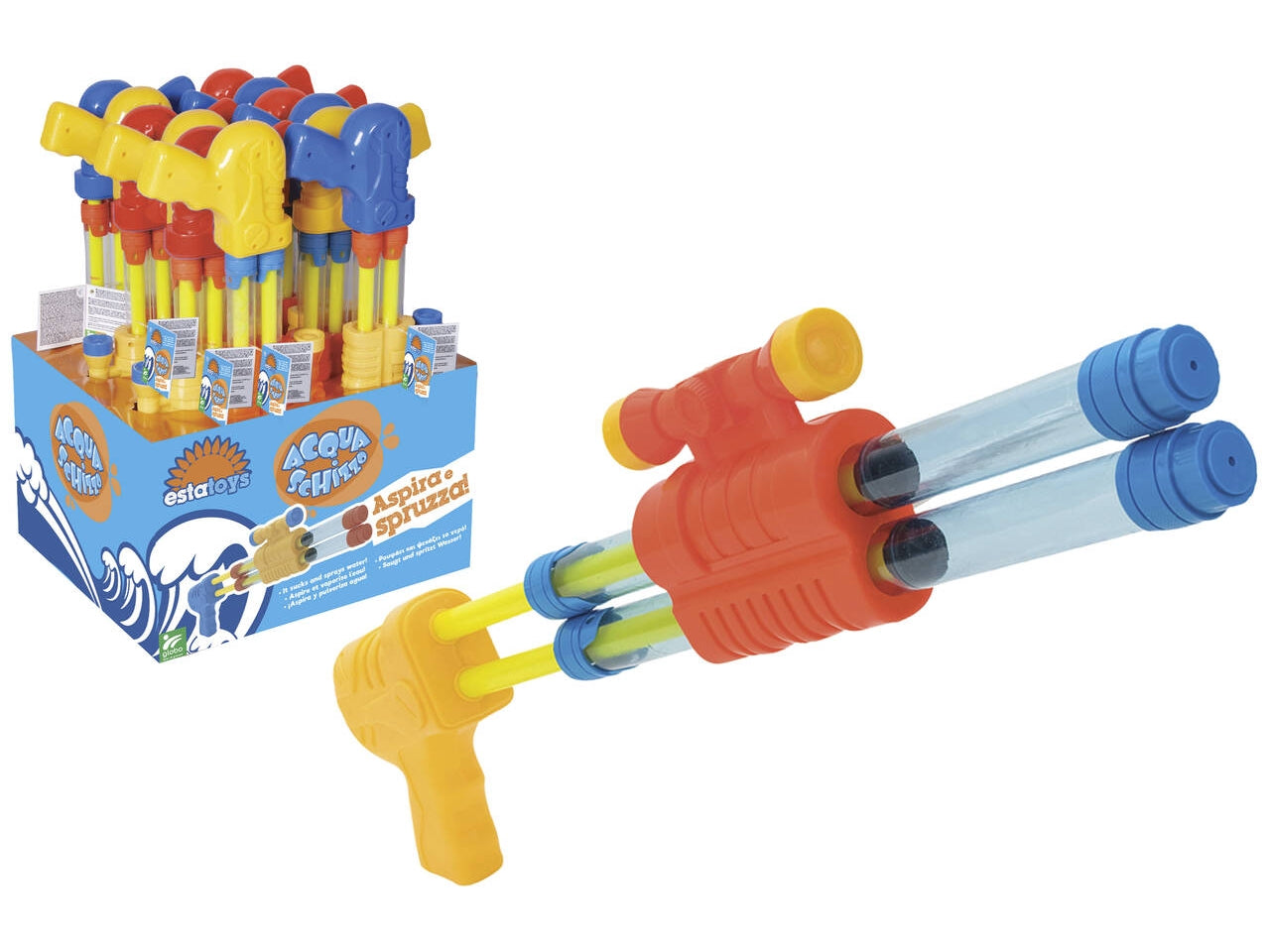 Tubo ad acqua doppia canna 46,8cm 3 colori assortiti