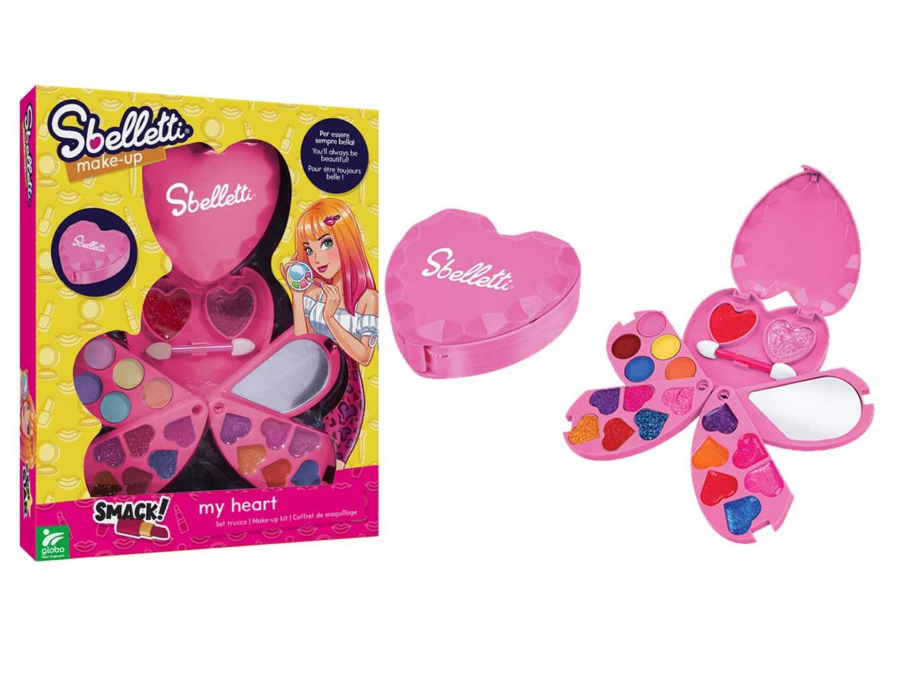 Sbelletti cofanetto trucchi cuore con specchio 3 livelli
