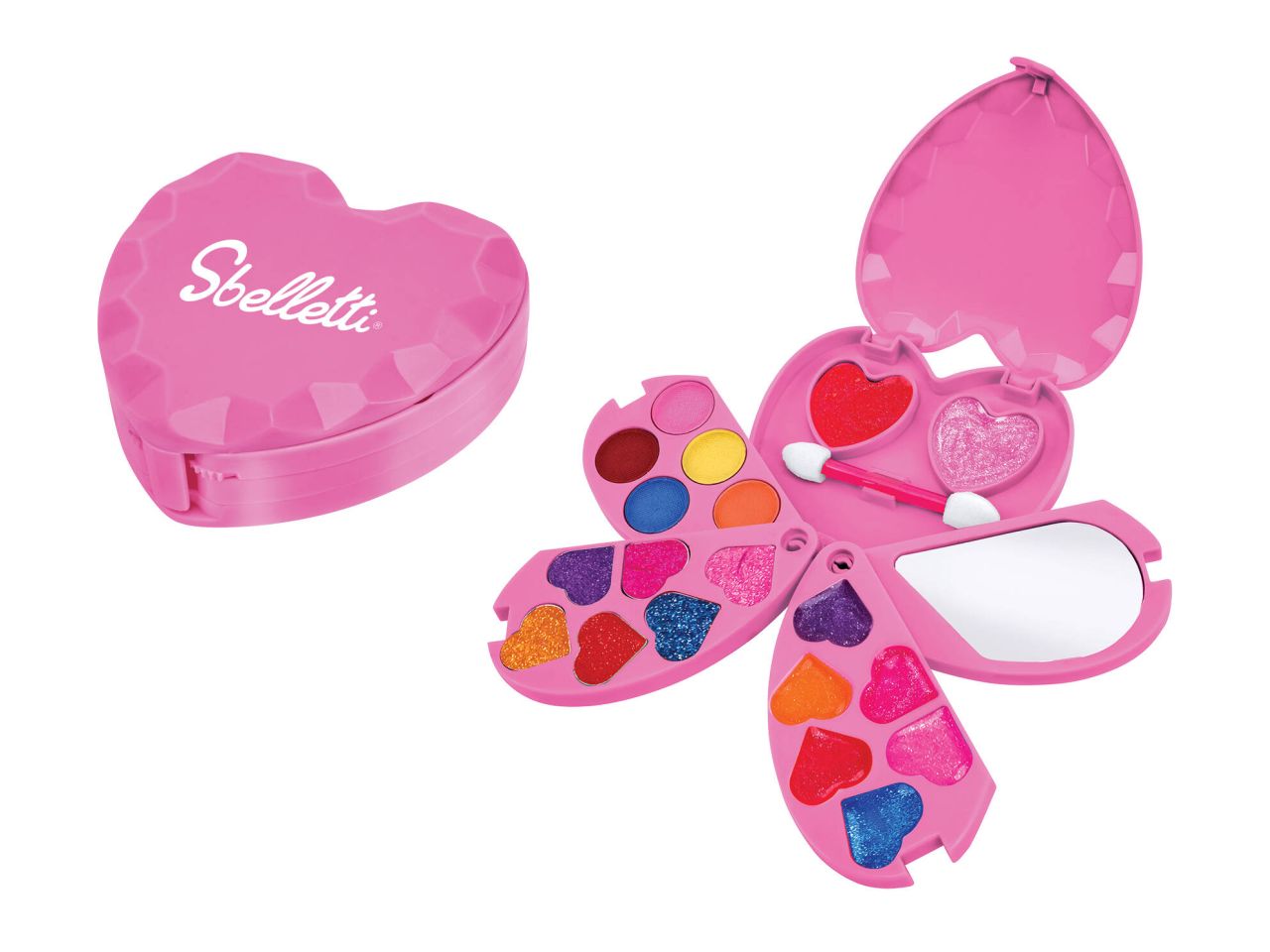 Sbelletti cofanetto trucchi cuore con specchio 3 livelli