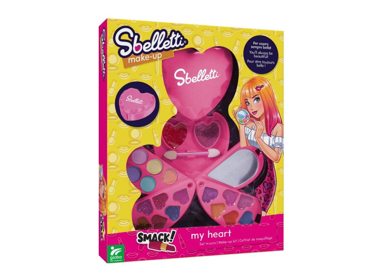 Sbelletti cofanetto trucchi cuore con specchio 3 livelli