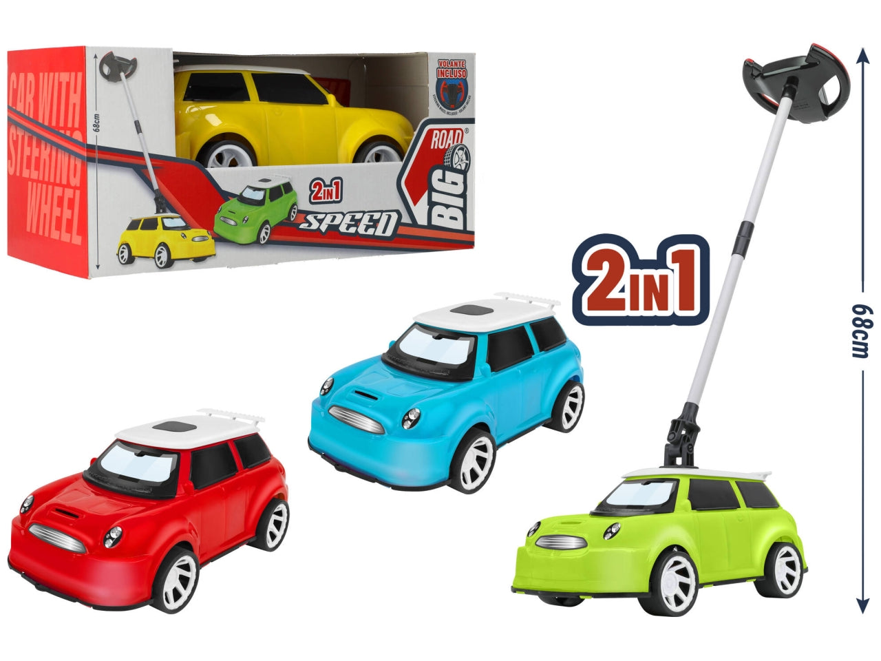 Big road auto sportiva 30cm con volante - disponibile in 4 assortimenti