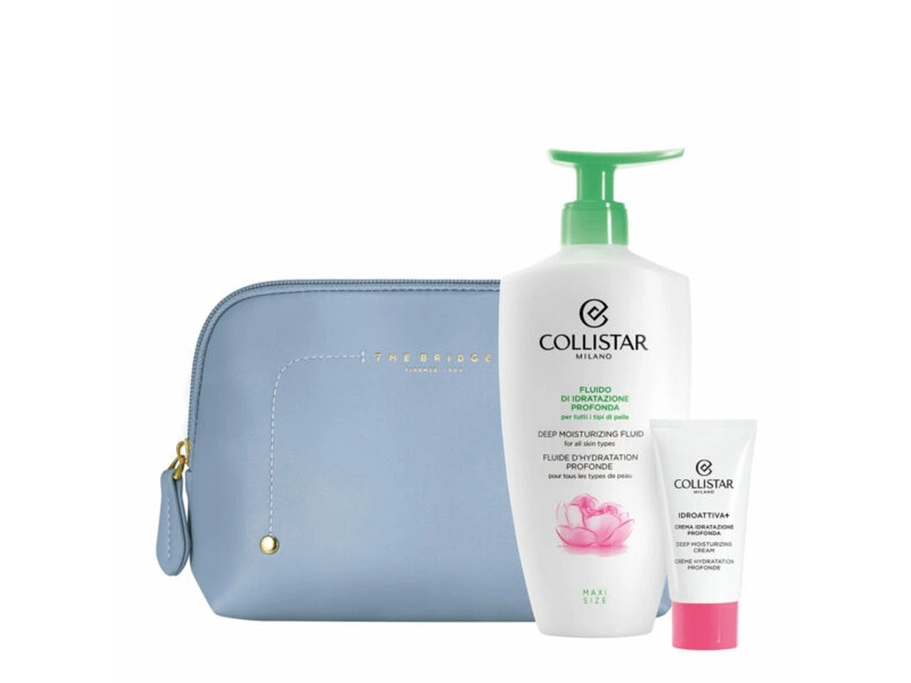 Cofanetto Collistar con Travel bag, Fluido di Idratazione Profonda 400 ml, Idroattiva+ Crema Idratazione Profonda 25 ml e campione Gocce Magiche Glow
