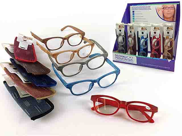 Occhiali da riposo premontati con astuccio colori assortiti