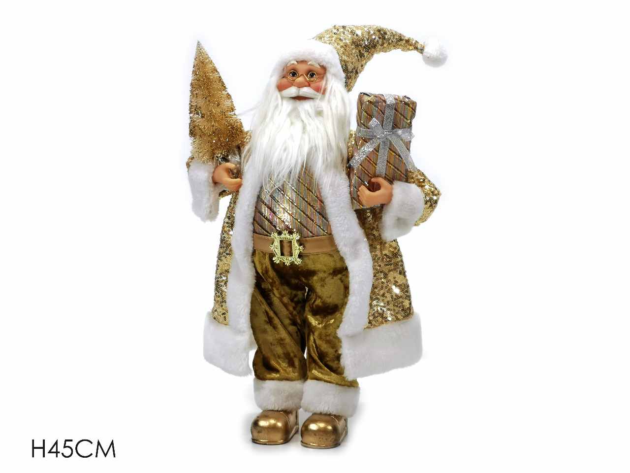 Babbo natale h.45cm oro c/paillettes
