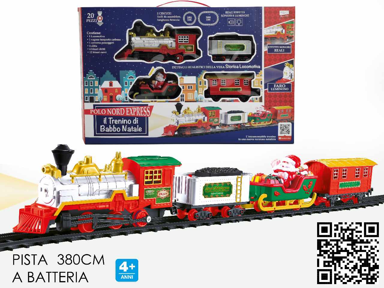 Trenino di babbo natale con luci e suoni a batteria