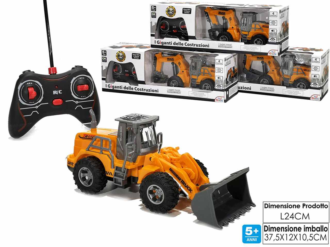 Automezzo da lavoro radiocomandato con 4 funzioni in 4 assortimenti