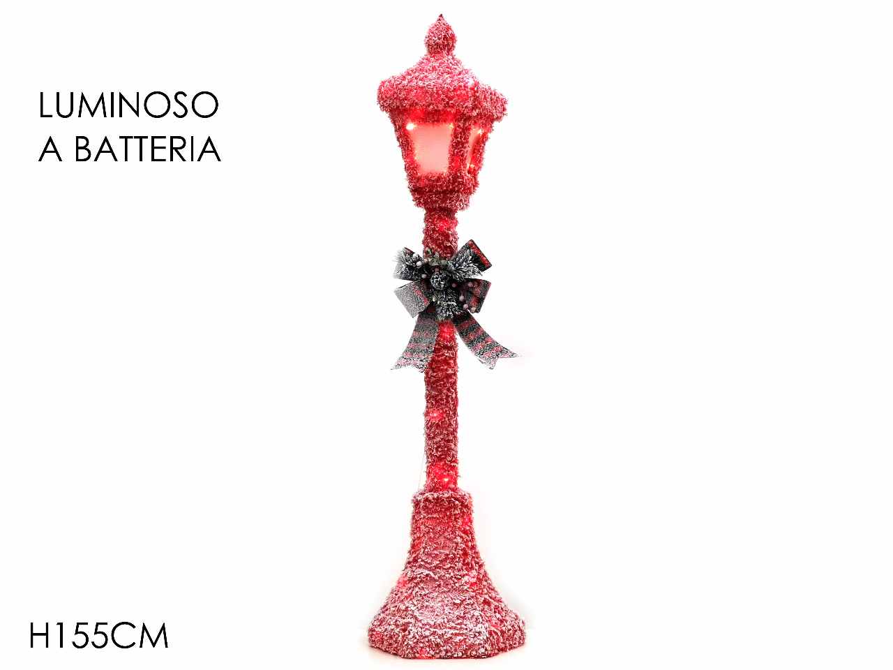 Lanterna rosso con fiocco h155cm luce