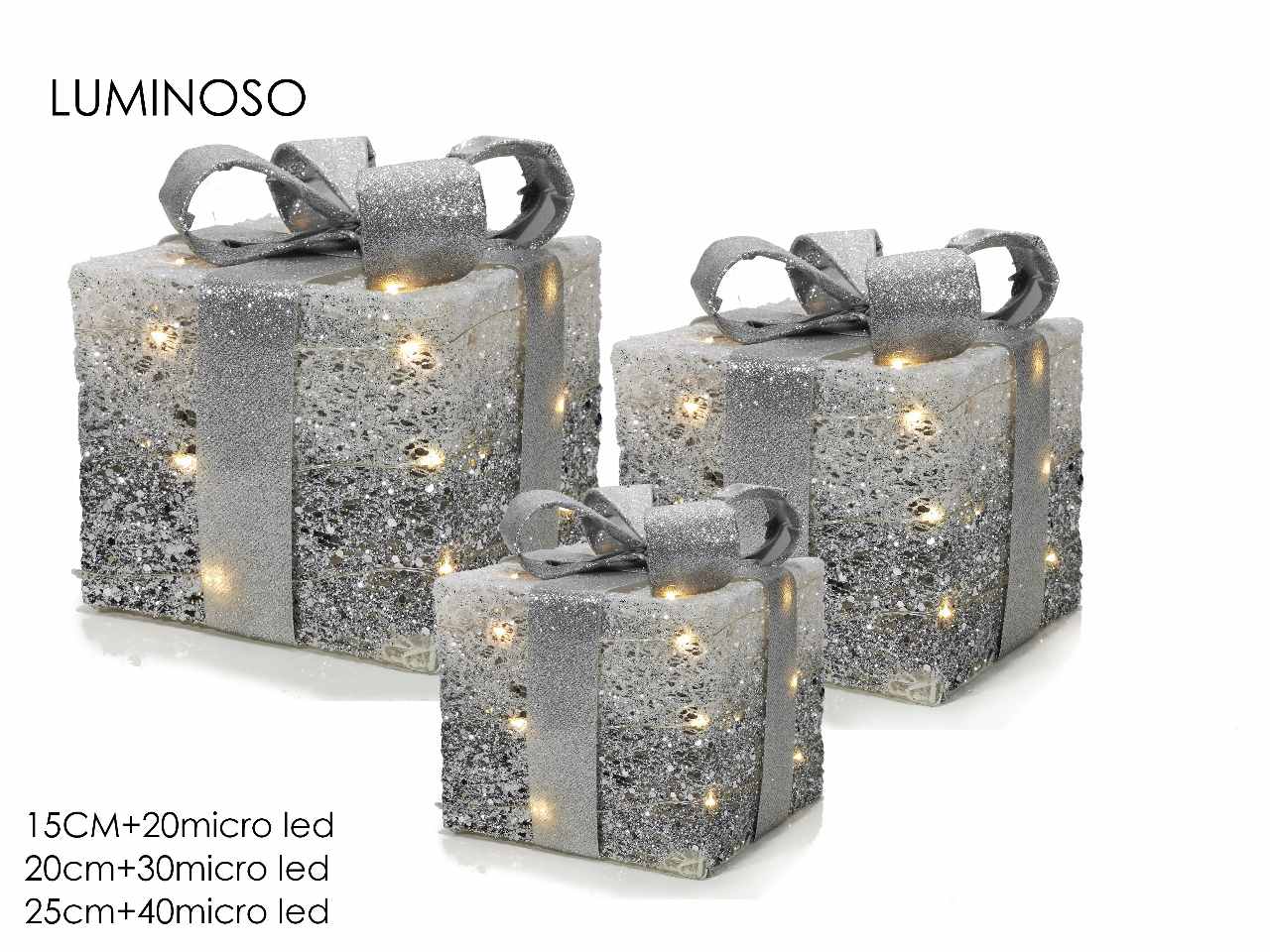 Set 3 pacchi 90 microled bianco/silver