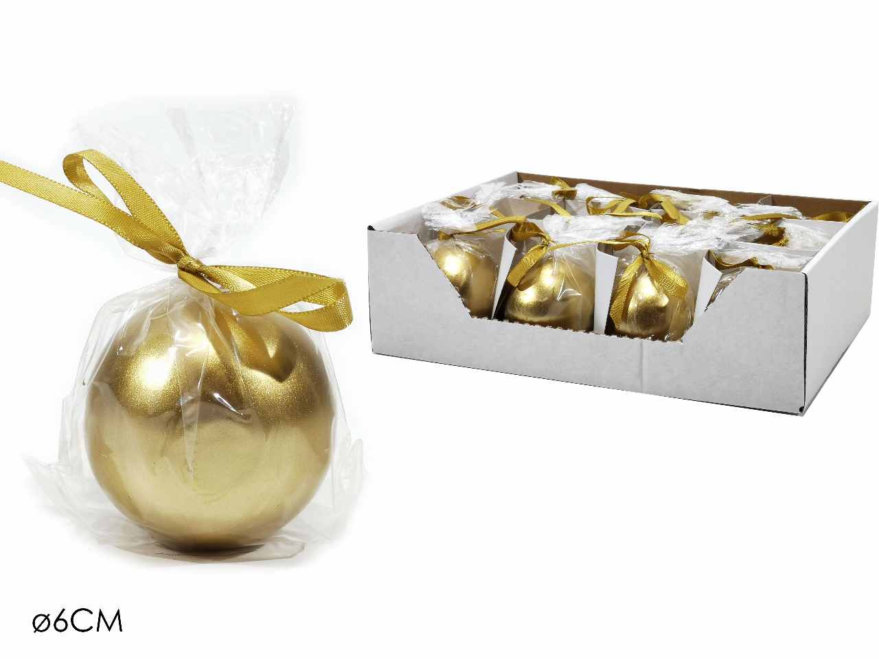 Candela sfera diametro 6cm oro