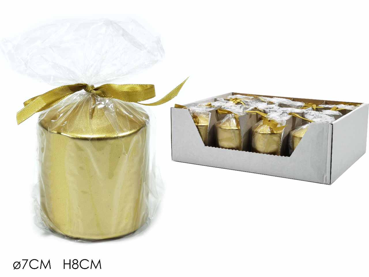 Candela moccolo diametro 7xh8cm oro