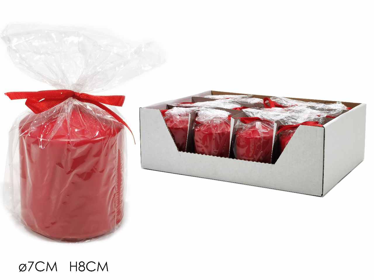 Candela moccolo diametro 7xh8cm rosso
