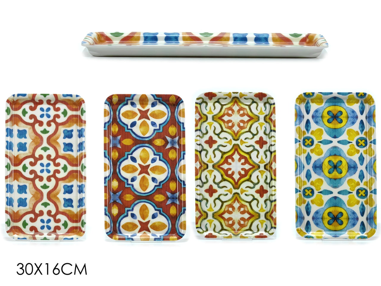 Vassoio rettangolare melamina multicolor mediterraneo 30x15 cm - Gusto Casa