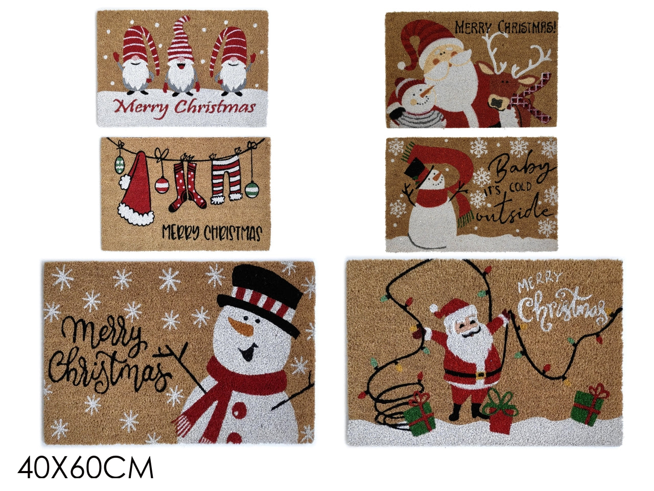 Tappeto da esterno natalizio cocco 40x60cm in 6 colori assortiti - Vestiamo Casa