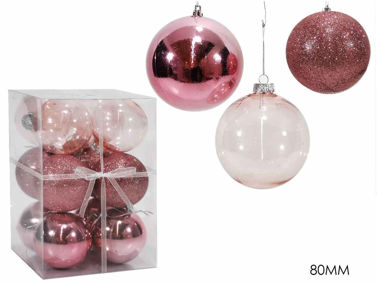 Sfera 8cm 12 pezzi rosa gold 435710
