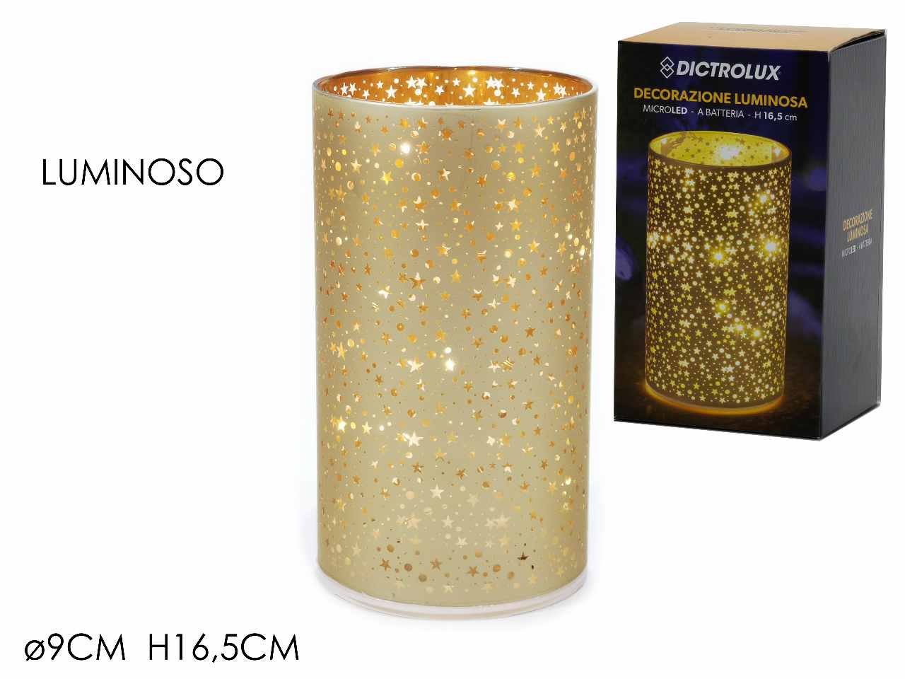 Dec. natalizia b/o luce h16.5cm oro
