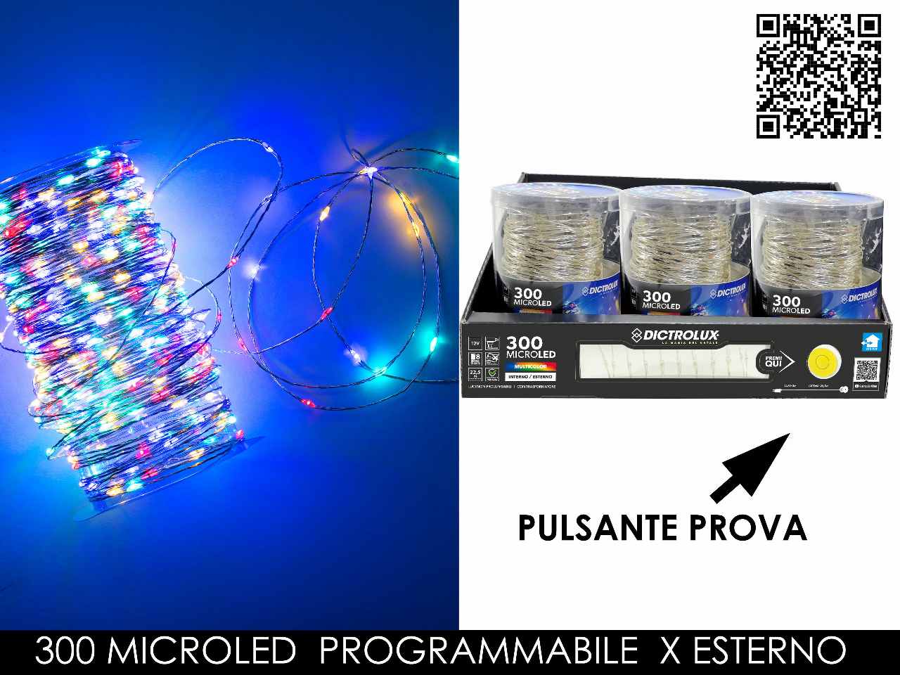 Catena luci multicolor 300 microled uso esterno