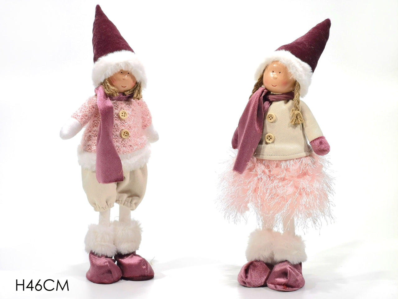 Statua bimbo decorativa in piedi 46cm rosa in 2 assortimenti in poliresina - Vestiamo Casa