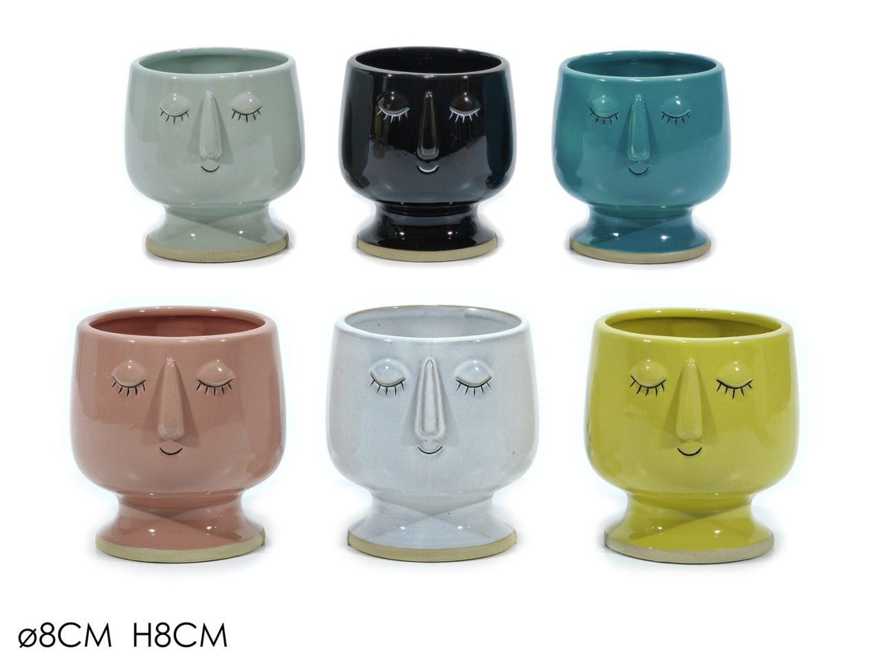 Vaso decorativo a forma viso in 6 assortimenti stile moderno in ceramica colori assortiti - Vesti Casa