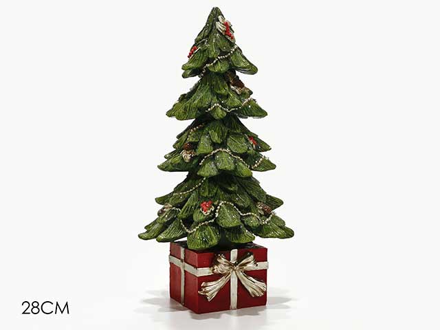 Albero di natale 28cm verde e rosso