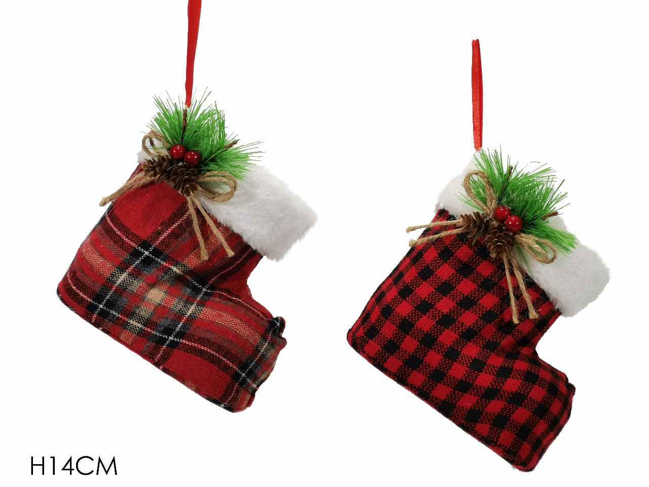 Pendente stivale scozzese rosso h14cm 2 assortimenti