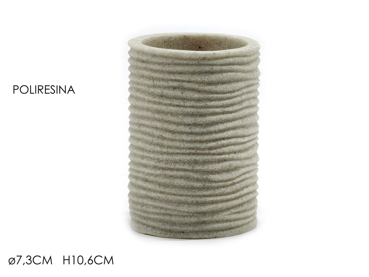 Portaspazzolino Da Bagno Beige in Poliresina Effetto Sabbia 7,5x10,5 cm