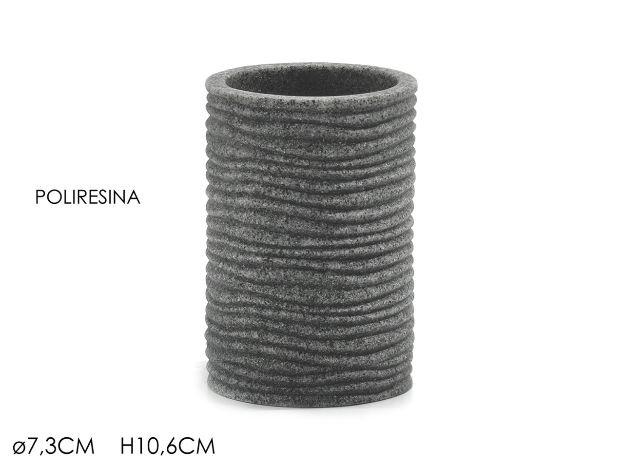 Portaspazzolino Da Bagno in Poliresina Effetto Sabbia Grigio Sasso 7,5x10,5 cm