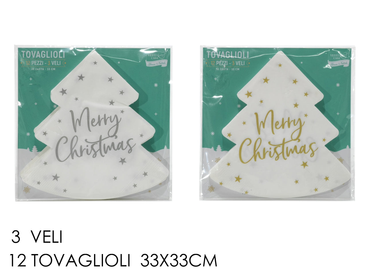 Tovaglioli natalizi 31x31 cm, 3 veli in 2 colori assortiti - Vestiamo Casa