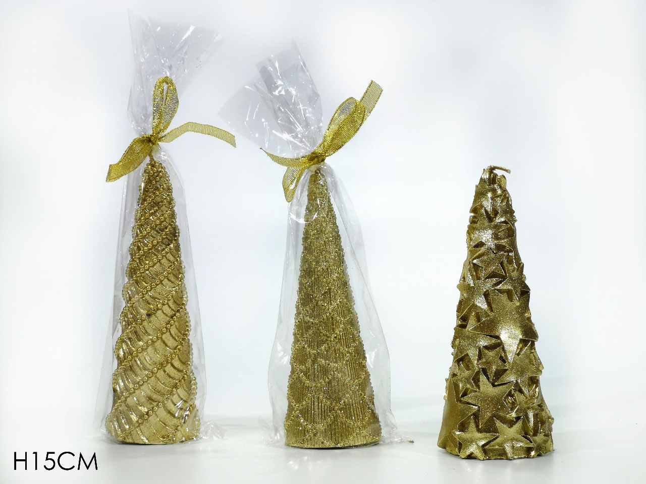 Candela albero di natale h.15cm oro