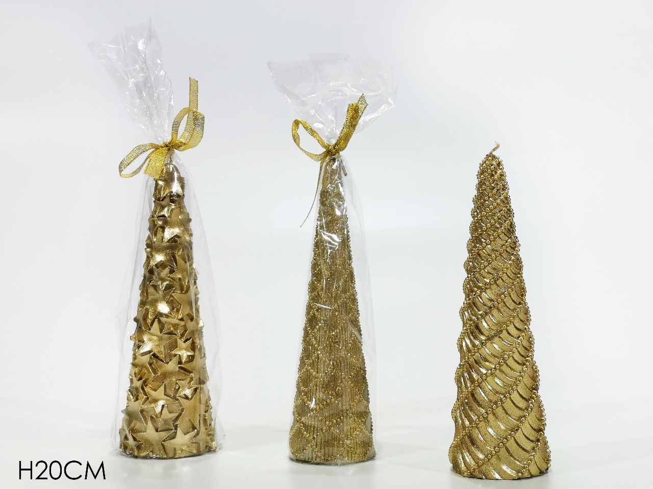Candela albero h.20cm oro 3 assortimenti